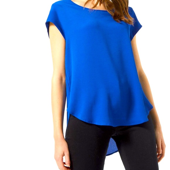 Ambiance | Asymmetrical Sheer Back Short Sleeve Top. Great Condition. - Picture 7 of 8